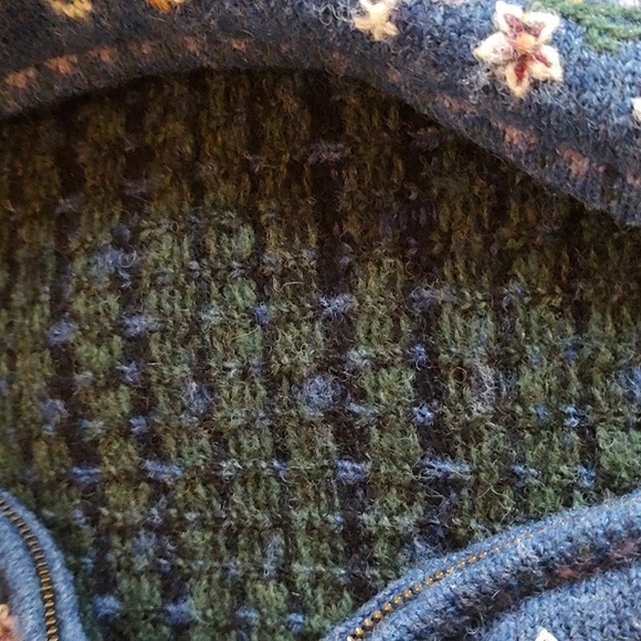 Vtg Squaw Valley Nordic Pattern Full Zip Cardigan 100% Wool Petite Large PtP 21" - Picture 6 of 7